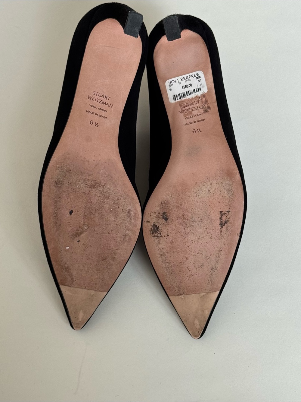 Stuart Weitzman Mira Black Suede Pointed Toe High Heel Mules - Size 6.5 - Picture 7 of 9